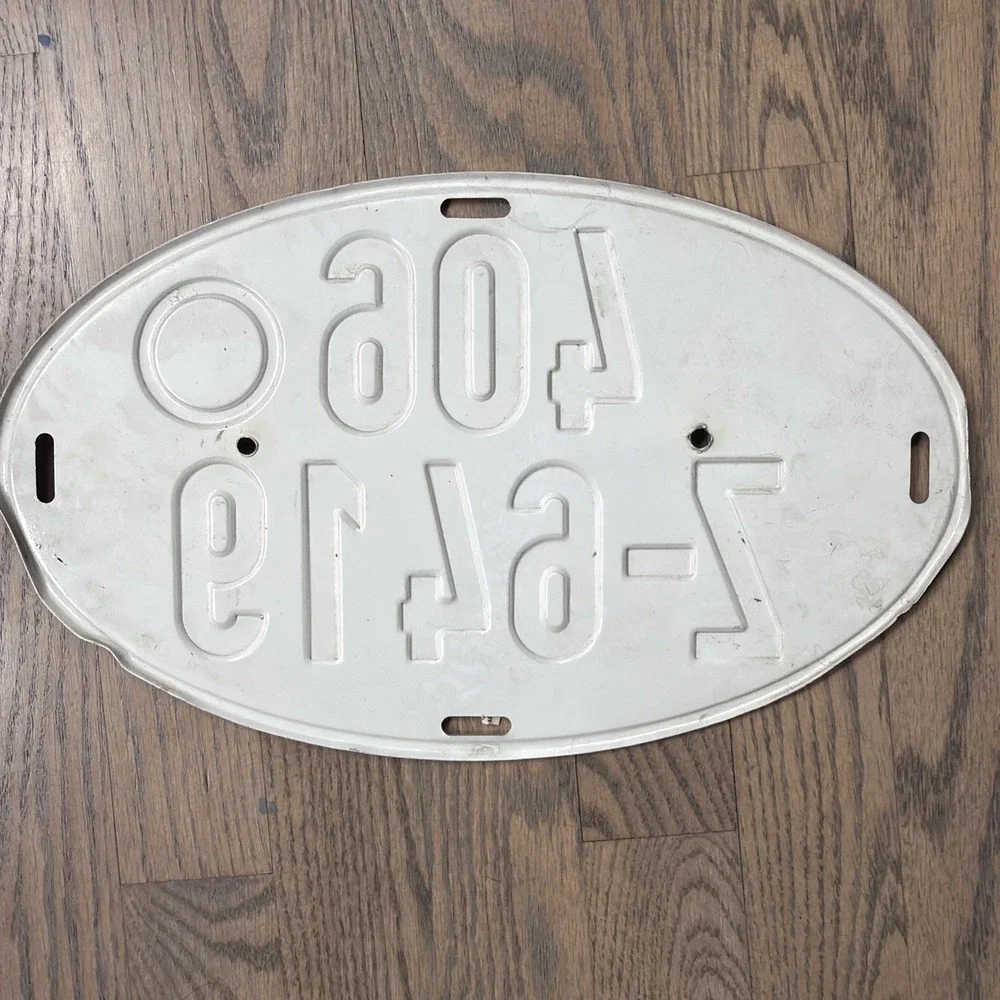 Vintage German Oval License Plate Man Cave Wall Decor Collector Foreign VW 406